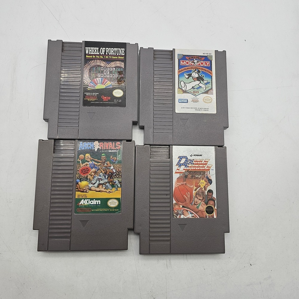 Wheel Fortune Monopoly Arch Rivals Double Dribble Nintendo NES Video Game Lot 4